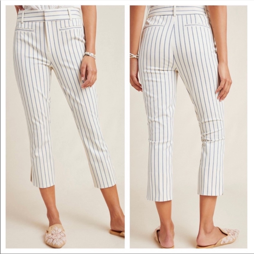 Anthropologie The Essential Slim Striped Crop Trouser Pants Size 2
